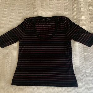 Veronica Beard Black and Purple Striped Top